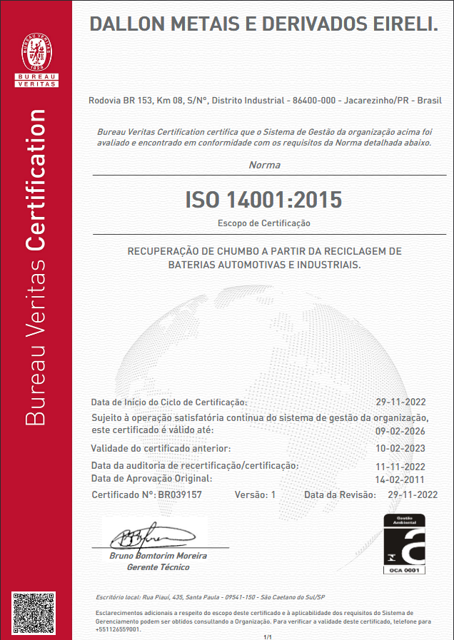 Dallon Metais – Reciclagem de baterias automotivas